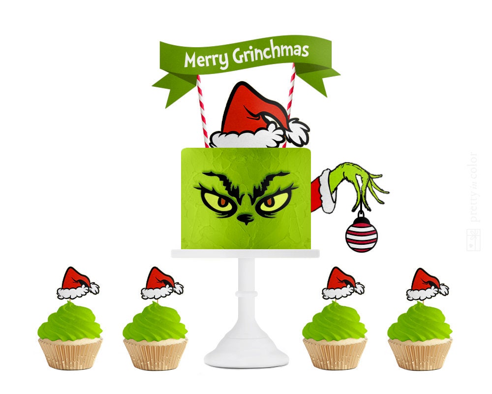 Christmas Party Grinch Party Cake Topper Christmas Party