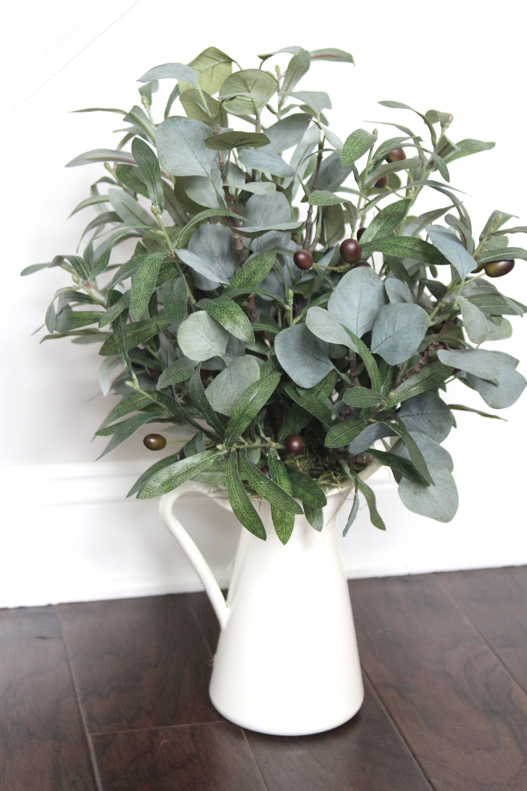 Farmhouse Decor Faux Greenery Arrangement Olive Branches and