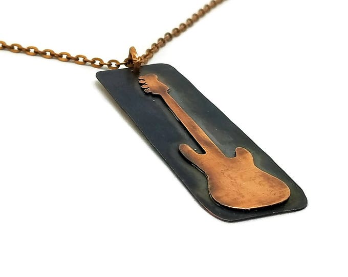 Copper Bass Guitar Pendant, Fender Bass Necklace, Ibanez Bass Guitar Pendant, Custom Guitar Necklace, Unique Gift for Musicians