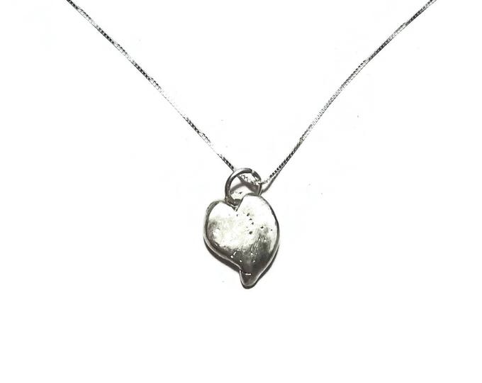 Recycled Sterling Silver Rustic Heart Pendant, One of a Kind Heart Necklace, Unique Birthday Gift