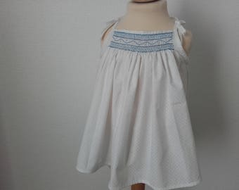 Tank top with straps smocked handmade, 4t