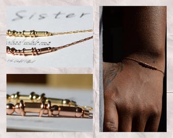 Morse Code Bracelet / Rose Gold Bracelet / Sister Bracelet / Rose Gold Chain Bracelet / Custom Word Dainty Bracelet / Best Friendship Gift