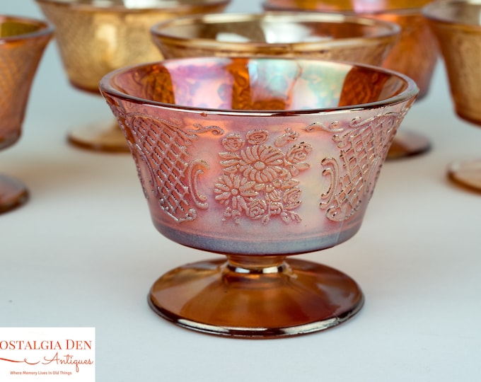Depression Glass | Serving Dishes | Normandie Pattern | Iridescent Marigold | Federal Glass