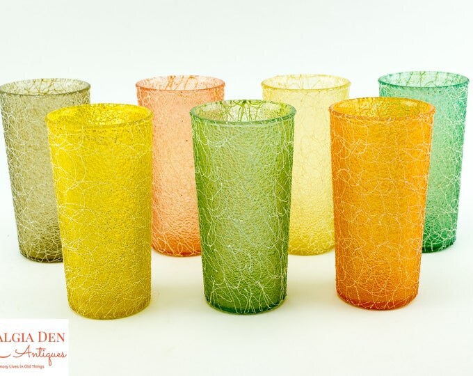 Pastel Color Craft Shat-r-Pruf Glasses | Spaghetti String Tumblers - Set of 7