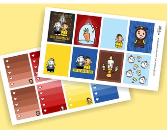 A LA CARTE Belle Sugar and the Beast Stickers / Planner Stickers for use with Erin Condren LifePlanner™ | Beauty and the Beast inspired