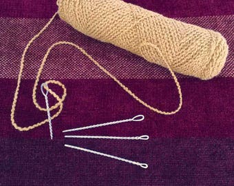 Sterling Silver Yarn Sewing Needle, Hand Wrought Silver Yarn Sewing Needle, Fiber Artists Sewing Needle, Knitter Weaver Fiber Artist Gift