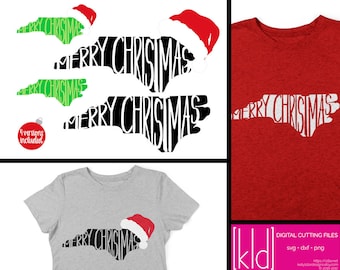 4 North Carolina Christmas - North Carolina svg - Merry Christmas svg - Santa Hat svg - State of North Carolina Christmas