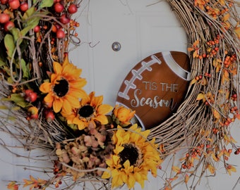 Tis The Season Football Wreath Ornament | Hand Painted | Kaktos Rose | *does not include wreath* |