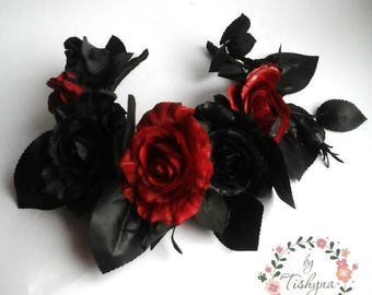 Red Rose Flower Crown Day of the Dead Headpiece Red Rose
