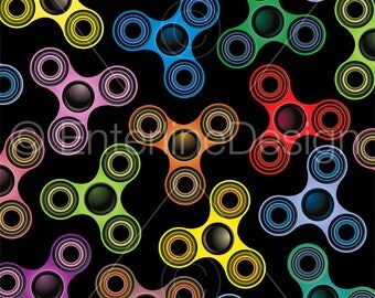 Colorful Fidget Spinner Toy Background Illustration on Black