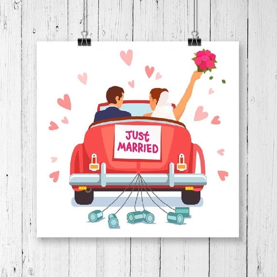 JUST MARRIED Cross Stitch Pattern PDF Wedding Love Newlyweds
