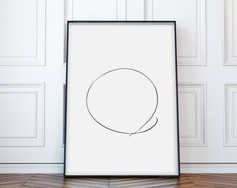 Minimal Art Print | Black and White | Modern poster | Handdrawn | WzoryKolory | "Handdrawn circles 8"