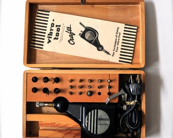 Vintage Burgess "vibro-tool" with wooden box 1946