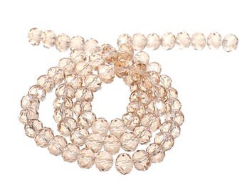 80 x 8 mm faceted round glass bead