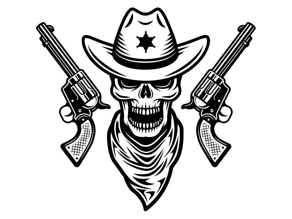 Cowboy Logo #20 Gun Skull Weapon Pistol Revolver Western Hat Rodeo ...