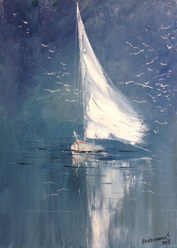 sailboat painting abstract