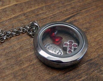 Floating Locket Necklace, round, living locket necklaces, jewellery, Christian, inspirational, gift