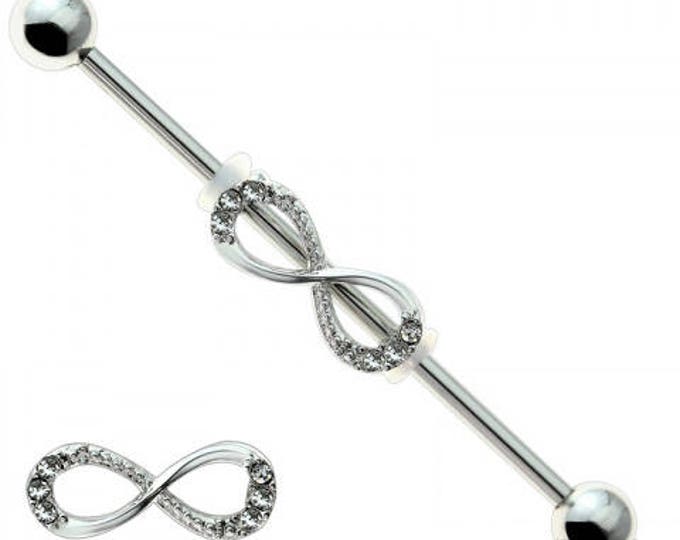 316L Surgical Steel Infinity Design Center Industrial Barbell with Balls
