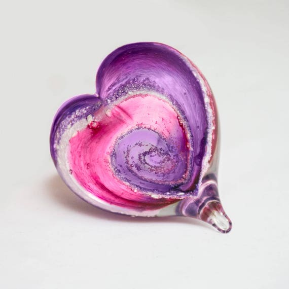 Cremation Keepsake Blown Art Glass Pet Ashes Heart Memorial