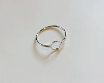 Sterling silver mini open circle ring | handmade contemporary round ring