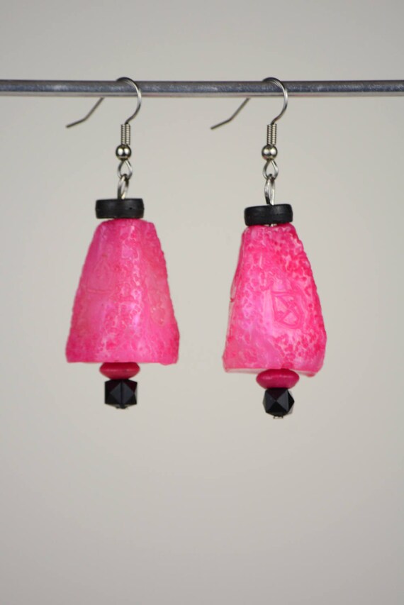 RR#116 Hot Pink Candy Resin Drop earrings