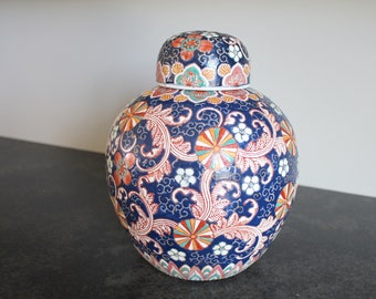 Blue Ginger Jar, Chinoiserie Melon Jar