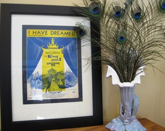 Rare! "THE KING AND I," Vintage Original Sheet Music, “I Have Dreamed,” Mat 14 x 18 inches, 1951, Deborah Kerr, Yul Brynner, Academy Award