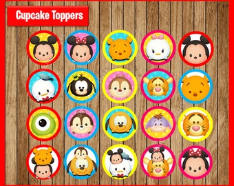 Tsum Tsum Toppers instant download, Printable Tsum Tsum party cupcakes Toppers, Tsum Tsum cupcakes toppers