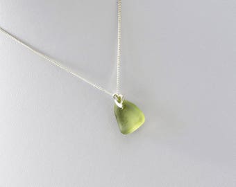 Sea Glass Necklace,Seaham Sea Glass,Green Sea Glass,925Sterling Silver,925 Heart Charm,Handmade,Sea Glass Jewelry,Jewellery Gift,Gift Ideas