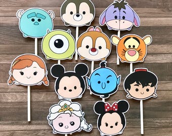 TSUM TSUM Cupcake Toppers / Cake Toppers / Die Cuts / Birthday Party / Decorations / Cake Pops / Supplies / Decor