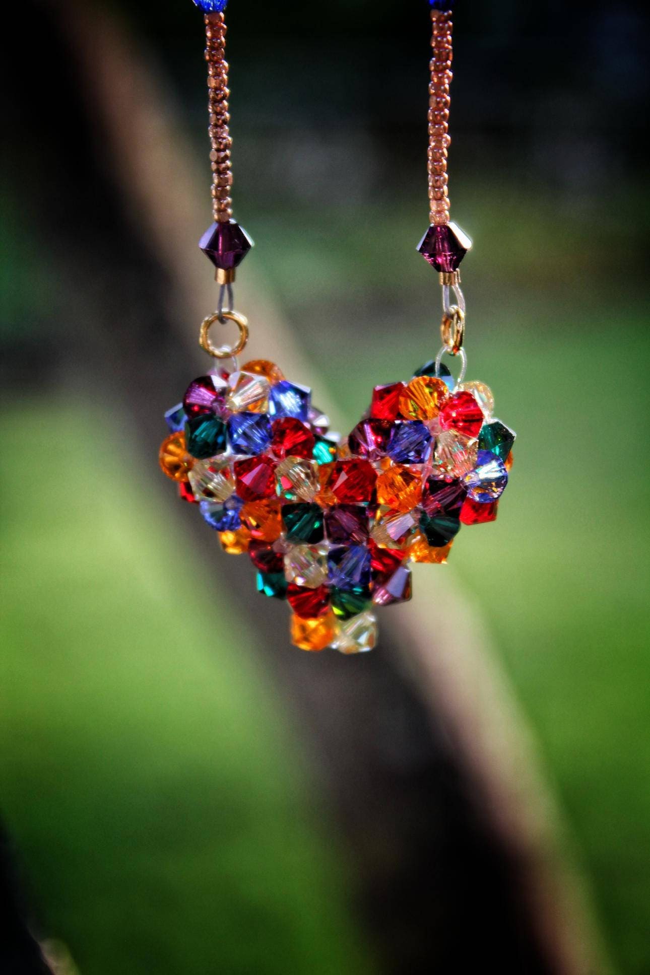 Rainbow Crystal Heart Necklace