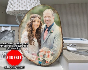 Wedding Gift Godparent, Photo On Wood, Wedding Gift Husband, Wood Slices, Wedding Gift Last Name Establish, Wedding Gift Latitude Longitude