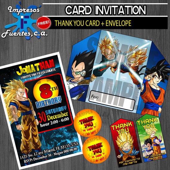 Fresh 30 Dragon Ball Z Thank You Card