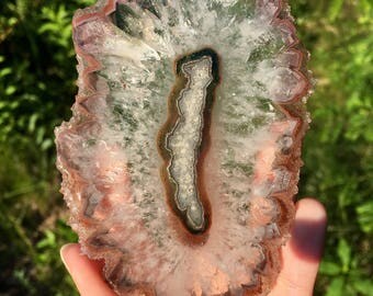 XL Clear Quartz and Rust Agate Stalactite Slice