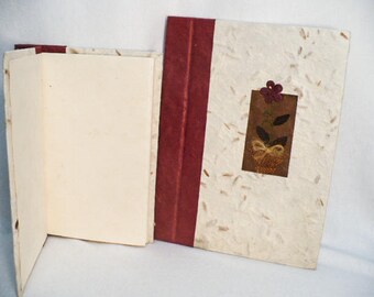 Handmade paper journal, handmade journal, hand bound and decorated cover journal