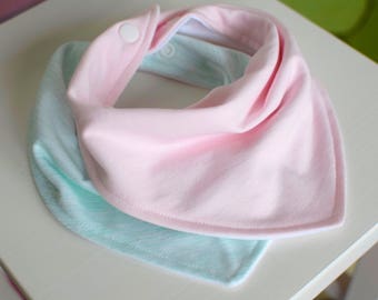Bandana bib set, Bib set for girl, Baby bibs handmade, Mint and pink bib set, Bandana bibs for girls, Baby girl bibs, Baby bandana bib