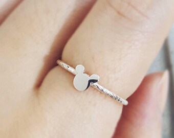 Silver Mickey Mouse Ring/ Disney jewelry/ Twisted ring/ Cute ring/ Disney Ring/ Statement Ring/ Simple Silver Ring