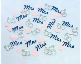 Bridal Shower Confetti- Ring Confetti - Bridal Shower Decorations - Bridal Shower Navy Decor - Pink Bridal Shower Decor-Silver Bridal Decor