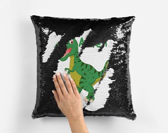 dinosaur sequin cushion