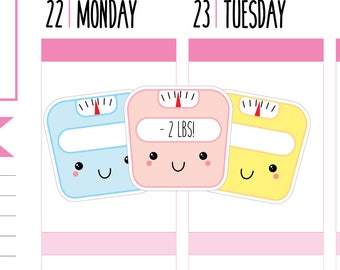 24 Weight Tracker Planner Stickers, Weight Loss Stickers, Diet Stickers, Workout Stickers, Happy Planner Stickers, Erin Condren Stickers.
