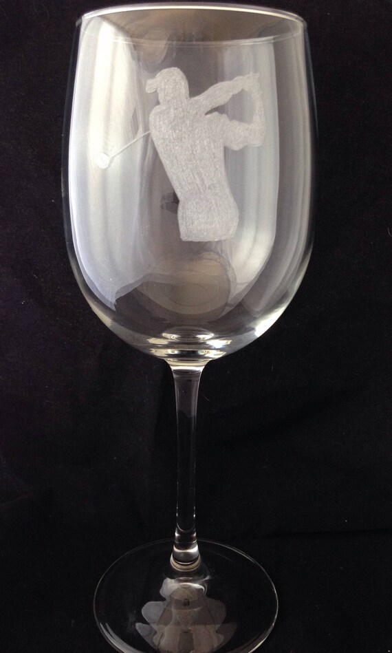Golf glass engraved golf wine glass golfer golf engraved