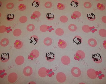 tissu patchwork enfant chat blanc noeud rouge dots and butterflies