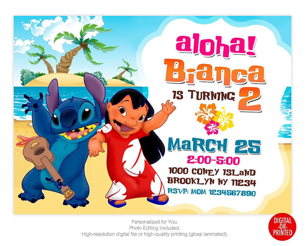 Lilo And Stitch Stitch Invitations Lilo And Stitch Luau Party