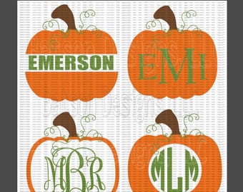 Pumpkin Monogram Frames Instant Download for Cutting Machines *Fonts Shown Not Included* | Fall Halloween Thanksgiving SVG Eps Dxf Png