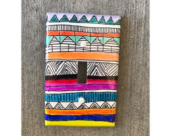Light Switch Plate Cover Tribal Doodle, Tribal Decor, Dorm Decor, Tribal Print