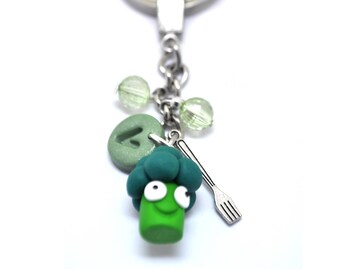Broccoli Keyring, Vegan Keyring, Broccoli Lover, Vegan Broccoli, Vegan Keychain, Vegan Gift, Plant Eaters, Green Broccoli, Broccoli Keychain
