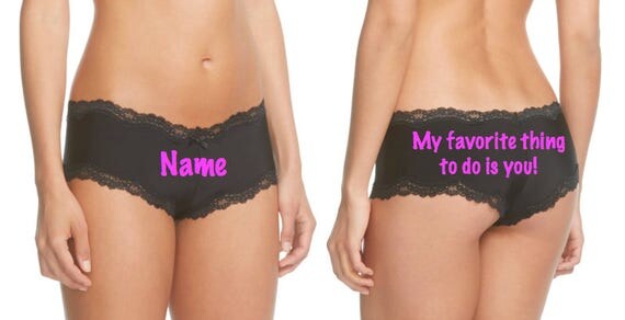 Personalized My Favorite Thing To Do Is You Black Lace Trim Panty, FAST SHIPPING, Customize for you or a friend