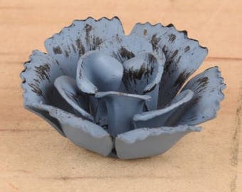 1.25" Blue metal flower, blue flower, metal flower, craft flower, blue rose, red rose, pink rose, red flower, pink flower