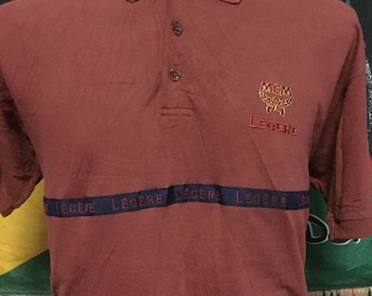 RARE!!!Vintage LEGERE by MCM Spell Out S/Sleeved Polo Shirt//Made in Italy//Medium Size