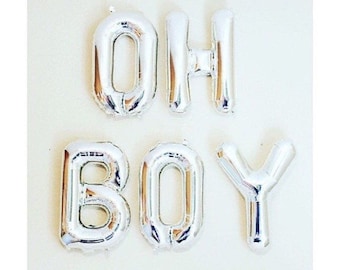 3D Gold 16" Foil Balloons 'OH BOY 'Its A Boy'' Baby Shower Oh Baby' CONGRATS Silver Blue Mylar